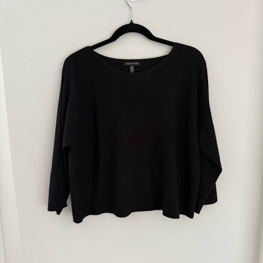 Eileen Fisher Merino Wool Sweater Pullover S Women's Solid Black
